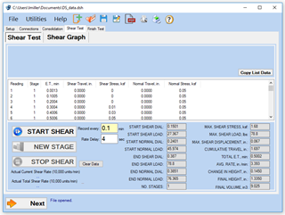 Direct / Residual Shear Data Acquisition Software