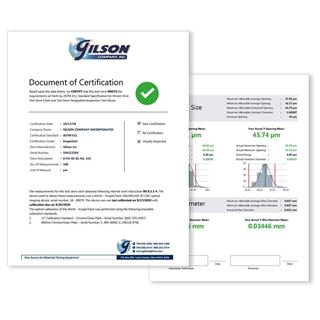 ISO 565, 3310-1 Calibration Test Sieve Reverification