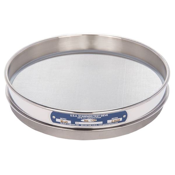 8in Sieve, All Stainless, Half-Height, No.170 with Backing Cloth