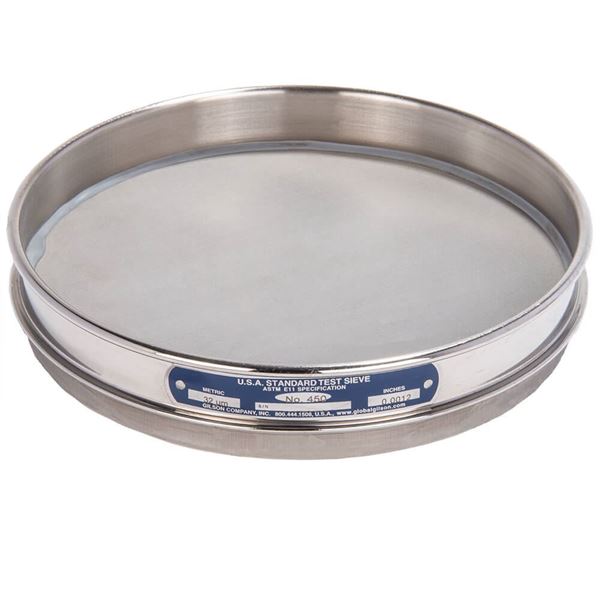 8in Sieve, All Stainless, Half-Height, No.450 with Backing Cloth