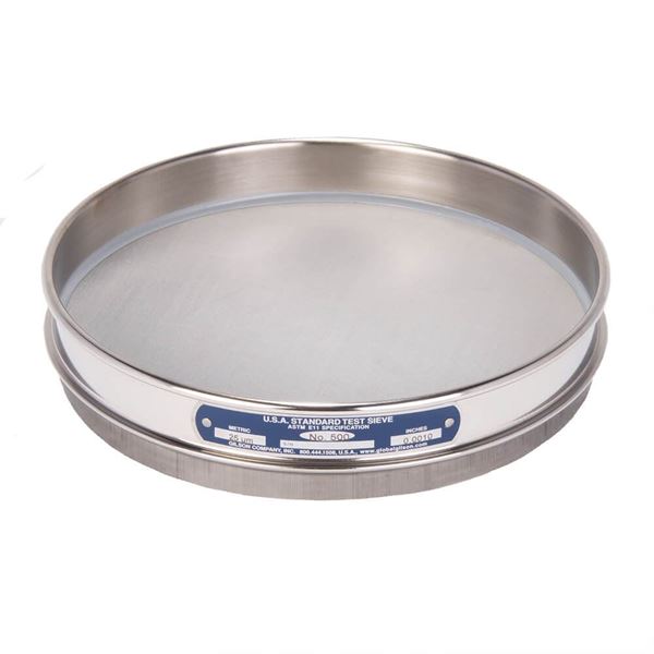 8in Sieve, All Stainless, Half-Height, No.500 with Backing Cloth