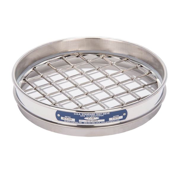 8in Sieve, All Stainless, Half-Height, 7/8in