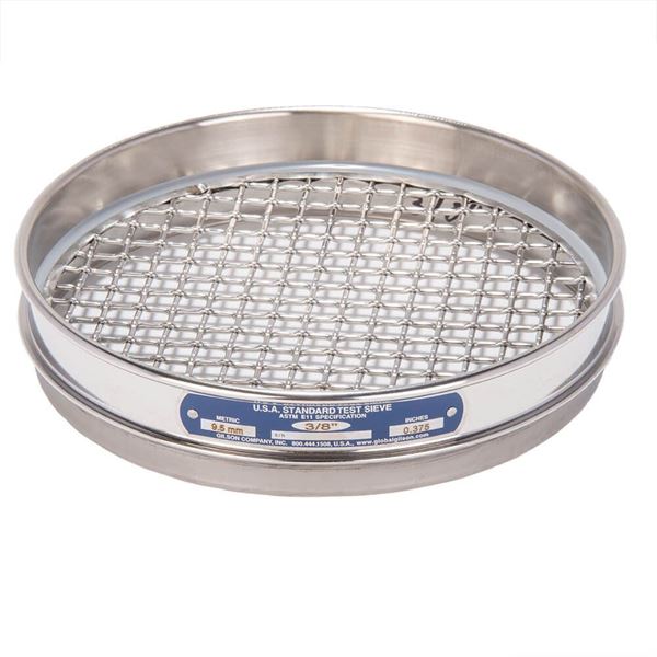8in Sieve, All Stainless, Half-Height, 3/8in