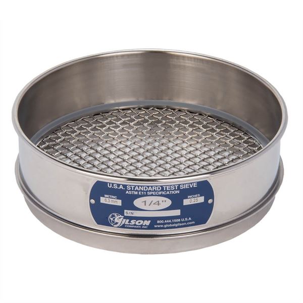 8in Sieve, All Stainless, Full-Height, 1/4in
