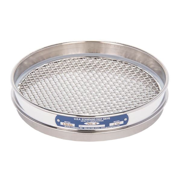 8in Sieve, All Stainless, Half-Height, No.4