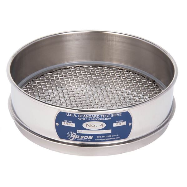 8 Sieve, All Stainless, Full Height, No. 4