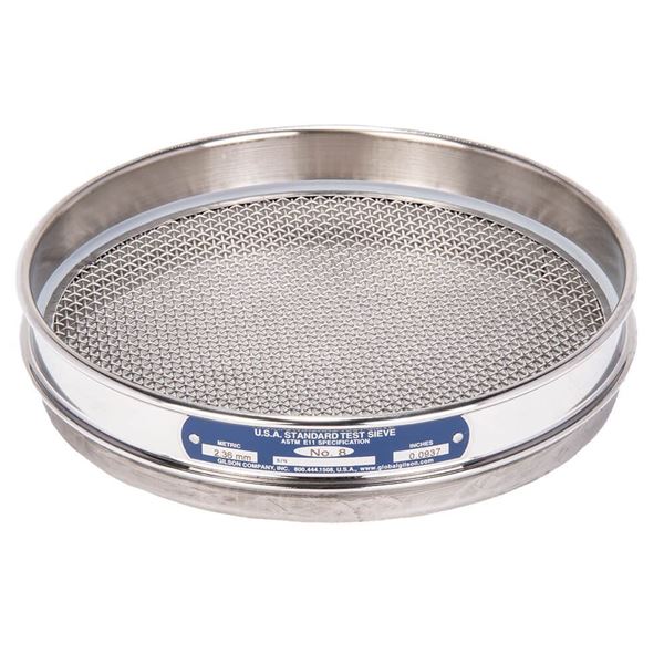 8in Sieve, All Stainless, Half-Height, No.8