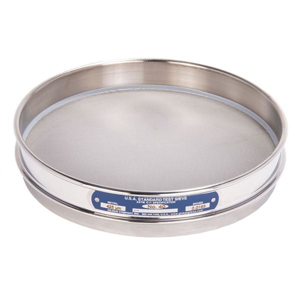 8in Sieve, All Stainless, Half-Height, No.40