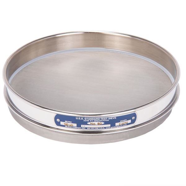 8in Sieve, All Stainless, Half-Height, No.80 with Backing Cloth