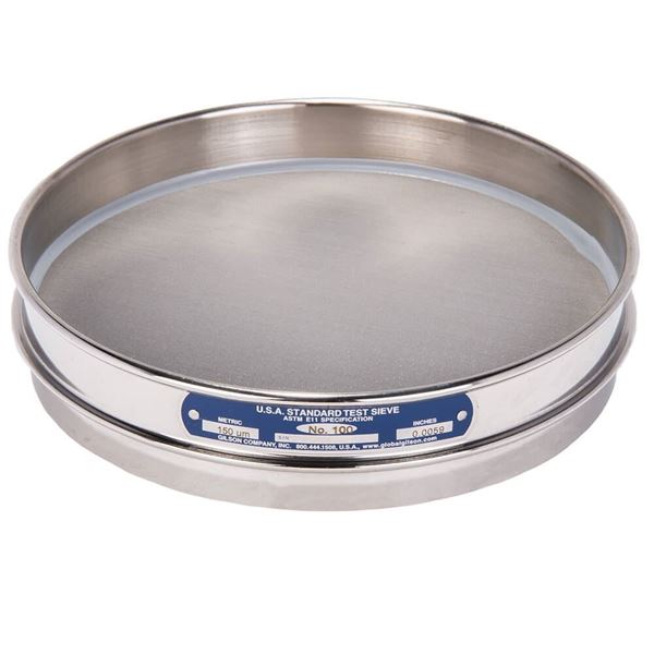 8in Sieve, All Stainless, Half-Height, No.100 with Backing Cloth