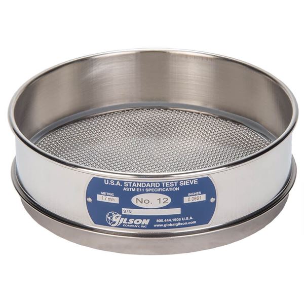 8in Sieve, All Stainless, Full-Height, No.12