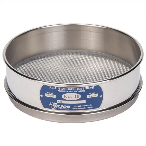 8in Sieve, All Stainless, Full-Height, No.18