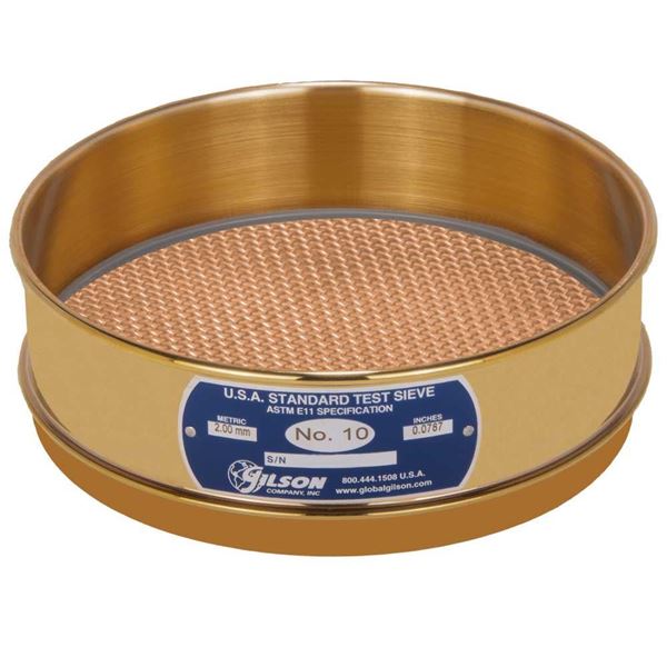 8in Sieve, All Brass, Full-Height, No.10