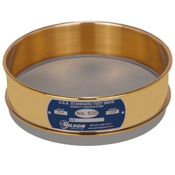 8" Sieve, Brass/Stainless, Full-Height, No. 635