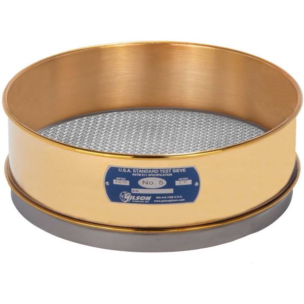 12" Sieve, Brass/Stainless, Full-Height, No. 5