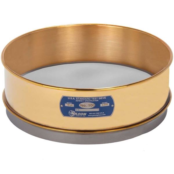 12" Sieve, Brass/Stainless, Full-Height, No. 100