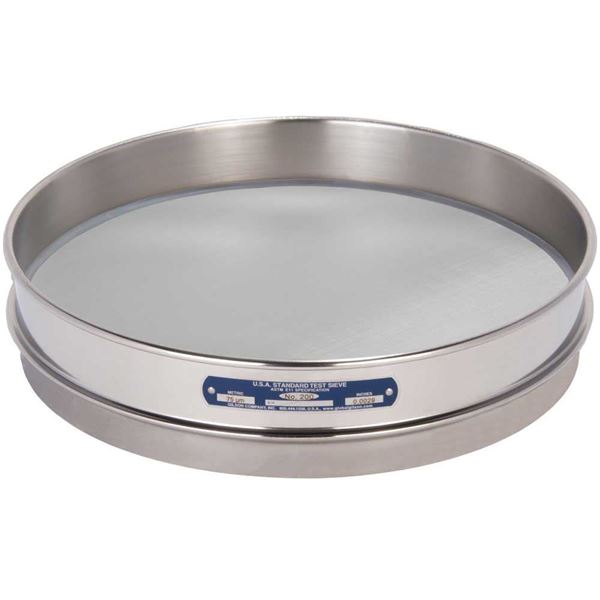 12in Sieve, All Stainless, Half-Height, No.200 with Backing Cloth