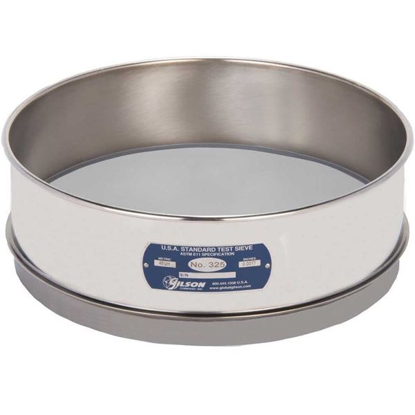 12" Sieve, All Stainless, Full-Height, No. 325 with Backing Cloth