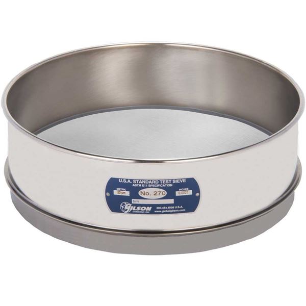 12" Sieve, All Stainless, Full-Height, No. 270 with Backing Cloth