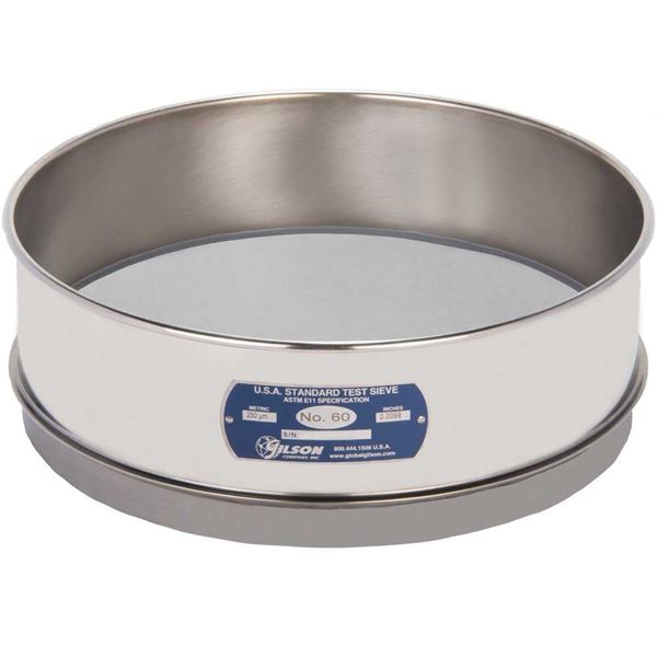 12" Sieve, All Stainless, Full-Height, No. 60