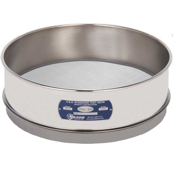 12" Sieve, All Stainless, Full-Height, No. 20