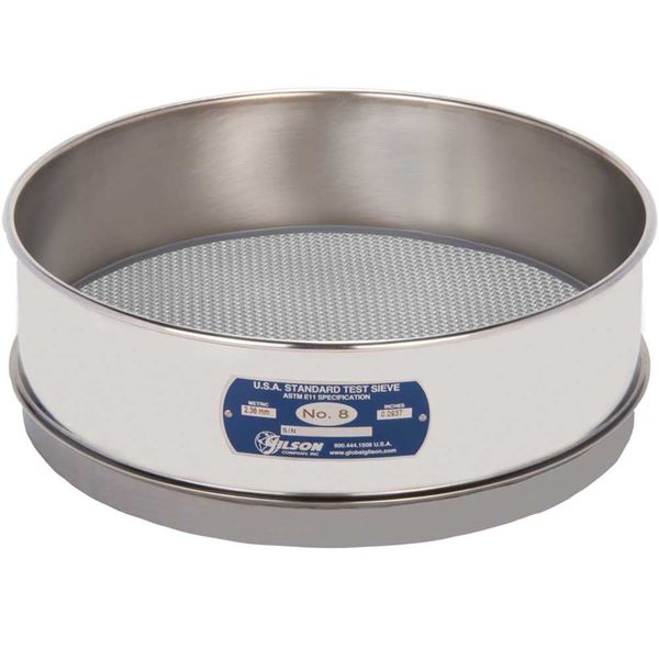 12" Sieve, All Stainless, Full-Height, No. 8