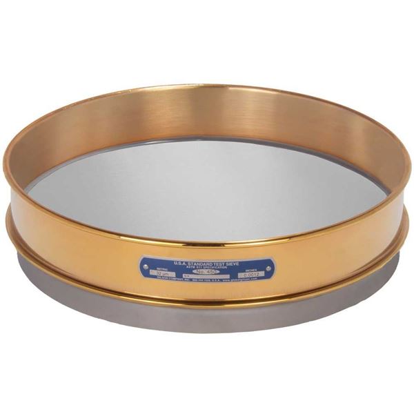 12" Sieve, Brass/Stainless, Intermediate-Height, No. 450 with Backing Cloth