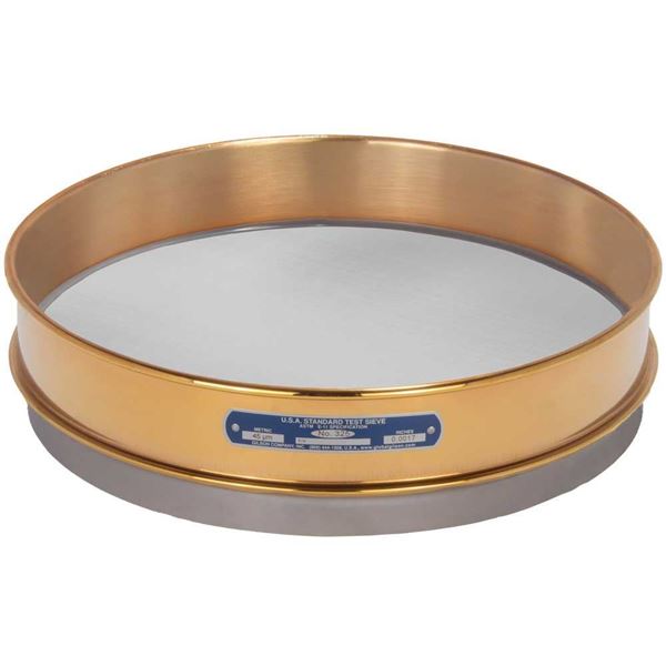 12in Sieve, Brass/Stainless, Intermediate-Height, No.325 with Backing Cloth