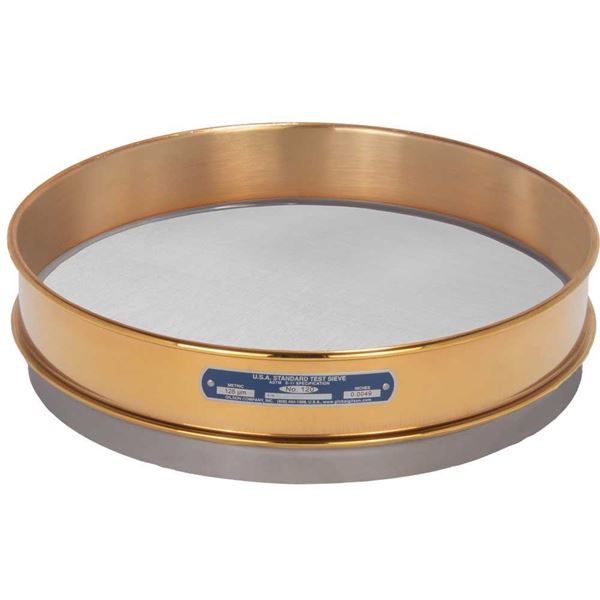 12in Sieve, Brass/Stainless, Intermediate-Height, No.120 with Backing Cloth