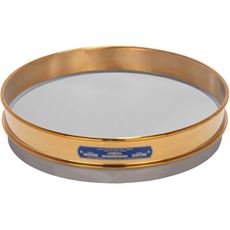 12" Sieve, Brass/Stainless, Half-Height, No. 200 with Backing Cloth