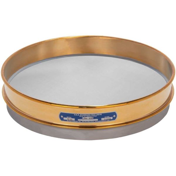 12in Sieve, Brass/Stainless, Half-Height, No.200