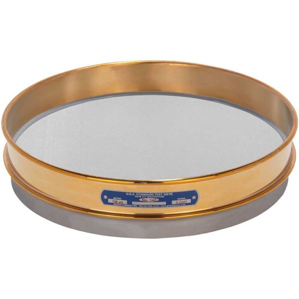 12" Sieve, Brass/Stainless, Half-Height, No. 140 with Backing Cloth