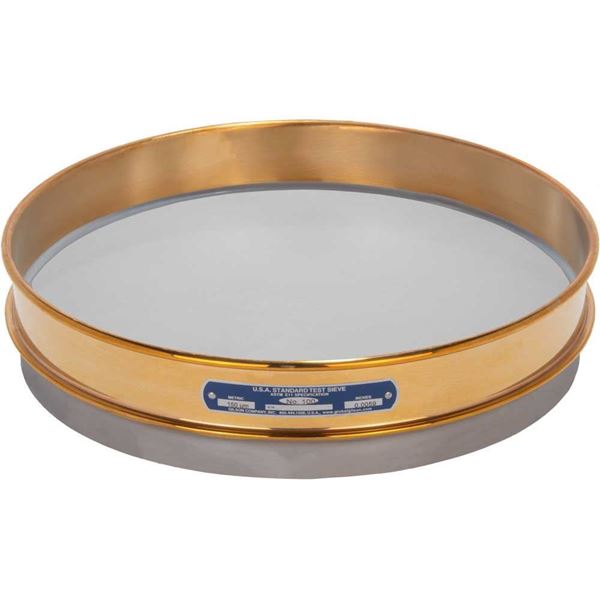 12" Sieve, Brass/Stainless, Half-Height, No. 100 with Backing Cloth