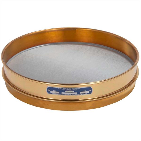 12" Sieve, Brass/Stainless, Half-Height, No. 120 with Backing Cloth