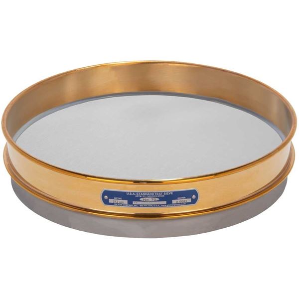 12" Sieve, Brass/Stainless, Half-Height, No. 70 with Backing Cloth