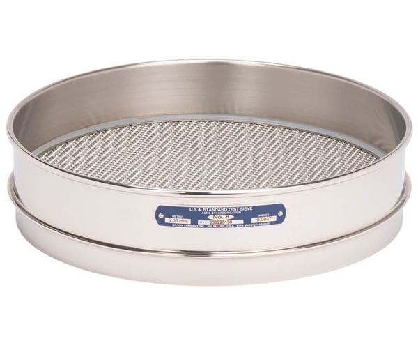 12" Sieve, All Stainless, Intermediate-Height, No. 8