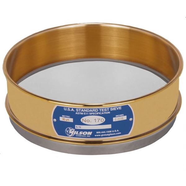 8" Sieve, Brass/Stainless, Full-Height, No. 170