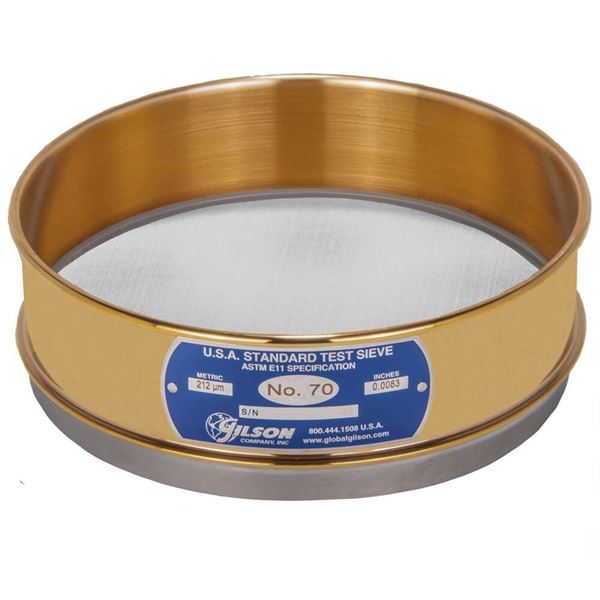 8" Sieve, Brass/Stainless, Full-Height, No. 70