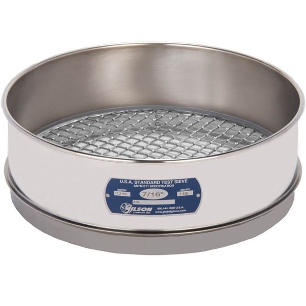 12in Sieve, All Stainless, Half-Height, 7/16in