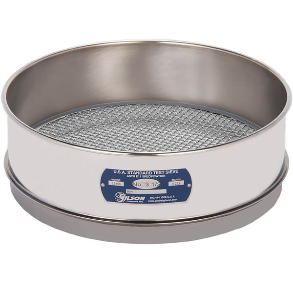 12in Sieve, All Stainless, Intermediate-Height, No.3-1/2