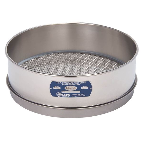 12in Sieve, All Stainless, Half-Height, No.5