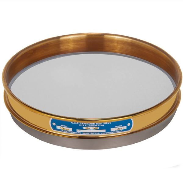 8in Sieve, Brass/Stainless, Half-Height, No.140 with Backing Cloth