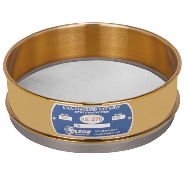 8in Sieve, Brass/Stainless, Full-Height, No.270 with Backing Cloth