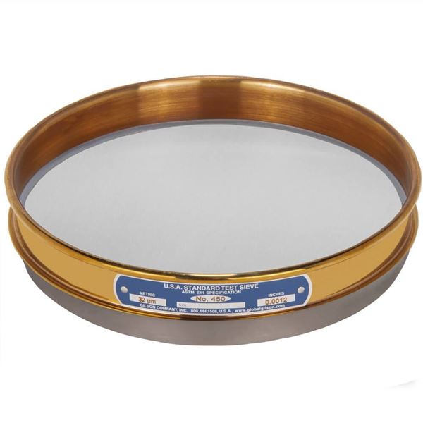 8in Sieve, Brass/Stainless, Half-Height, No.450 with Backing Cloth