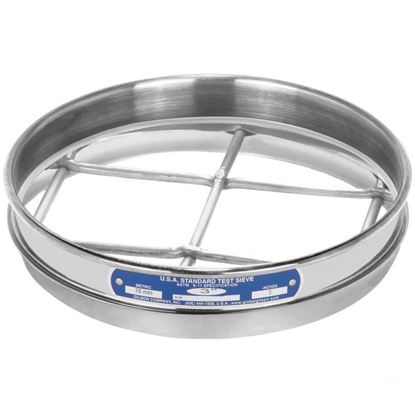 8in Sieve, All Stainless, Half-Height, 3in