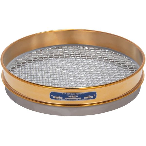 12in Sieve, Brass/Stainless, Half-Height, 7/16in