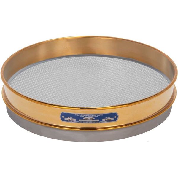 12in Sieve, Brass/Stainless, Half-Height, No.18