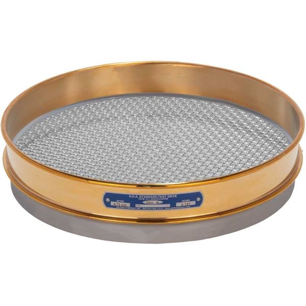 12in Sieve, Brass/Stainless, Half-Height, No.3-1/2