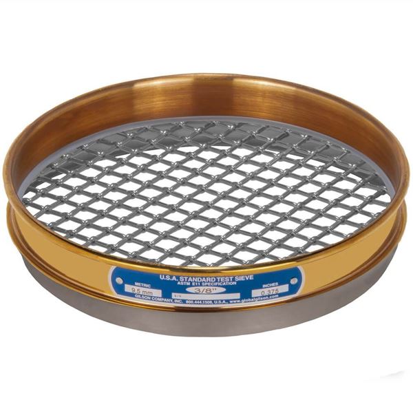 8in Sieve, Brass/Stainless, Half-Height, 7/16in