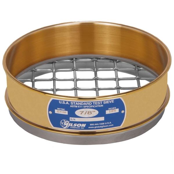 8in Sieve, Brass/Stainless, Full-Height, 3/4in